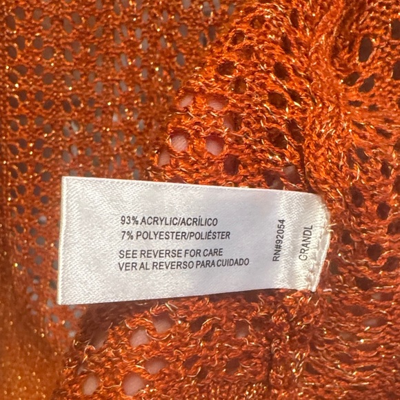 By Design Open Front Knit Cardigan in Burnt Orange with Gold Thread - Picture 7 of 7